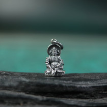 Tibetan style retro sterling silver Seiko three-dimensional mini small size yellow God of Wealth clip side hanging accessories cultural toy beads pendant