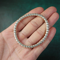 5mm small size solid sterling silver barrel bead bracelet Tibetan classic plain style sterling silver bracelet rosary for men and women