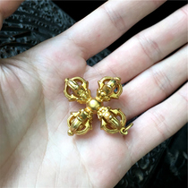 Tibetan legend Tibetan straight hair brass does not fade gilt fake gold cross Vajra drop magic pestle to ward off evil spirits to block the wind hanging of the people