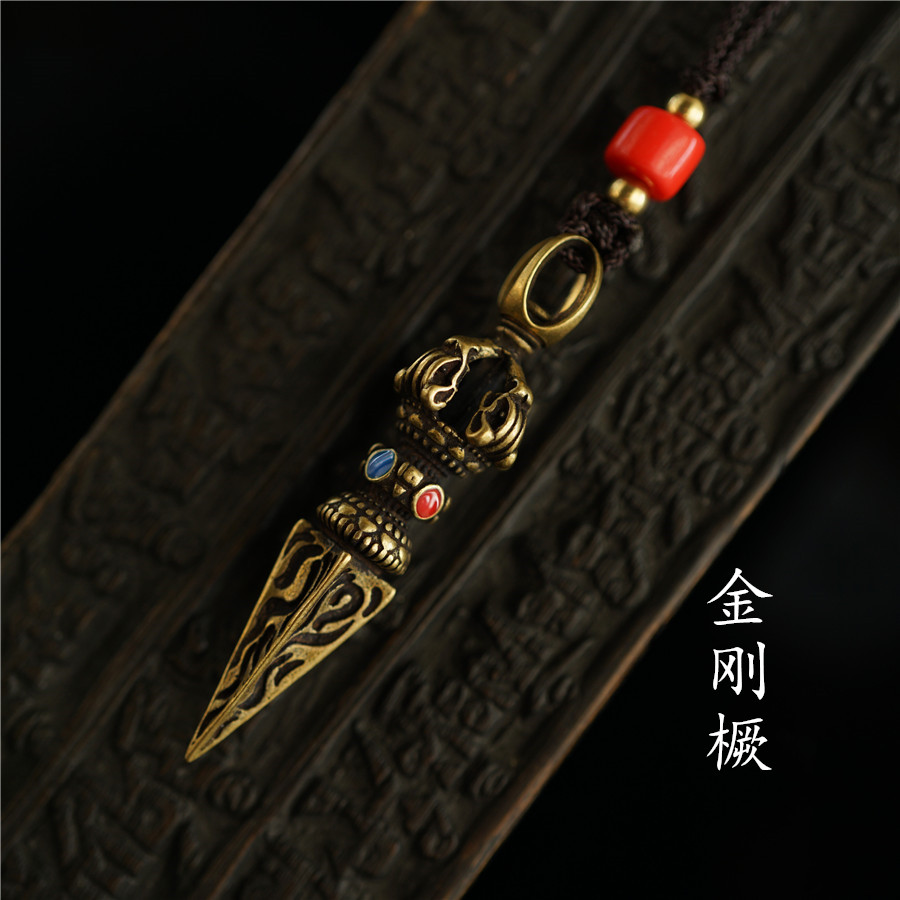 Tibetan retro-ancient craftsmanship Tibetan pure copper not falling out of color King Kong pestle King Kong Pendant Mantou Pestle Pendant accessories accessories