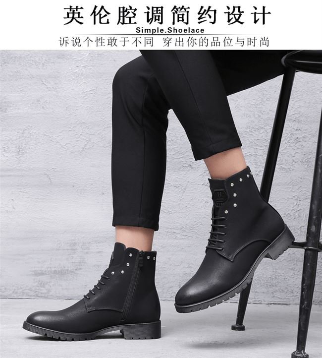 Giày da nam cao cổ Martin Boot nam Giày cao cổ nam kiểu Anh xu hướng phong cách Hàn Quốc giày da đen giày nam - Giay cao