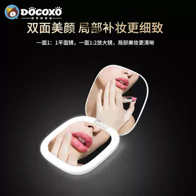 Small mirror girl makeup mirror ins Wind creative led makeup mirror female with lamp portable in bag folding