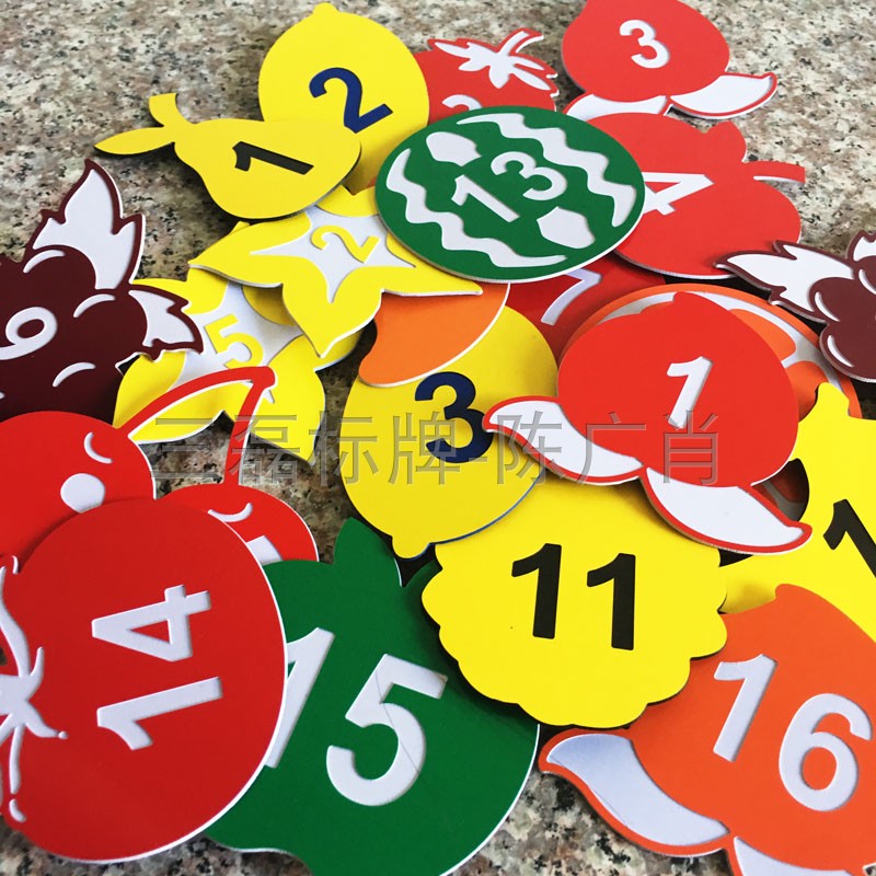 Creative Fruit Number Plate Bicolor Board Competition Chest Card Model Player Walking Show Card with Don't Pin Customize
