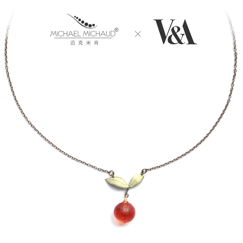 Orange necklace Clavicle chain niche design retro cold wind net red ins simple pendant accessories 520 send girlfriend