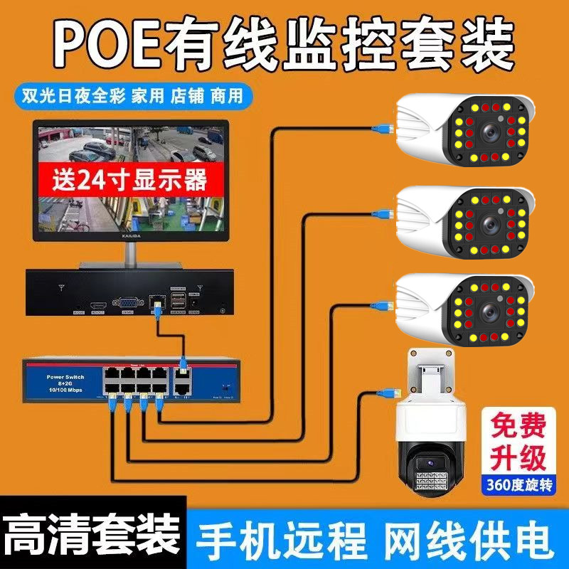 Коммерческая проводная камера poe, полный комплект оборудования, полноцветный монитор высокой четкости, домашний супермаркет, магазин, фабрика Изображение 1