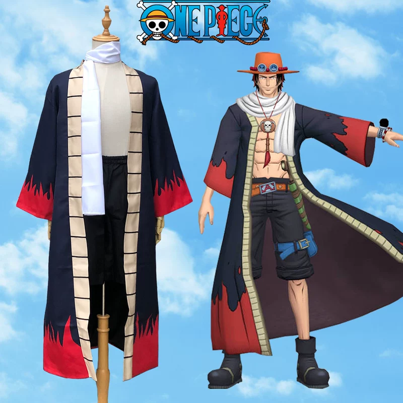 Ace desert outfit, One Piece anime cosplay jacket and scarf. cosplay — main view
