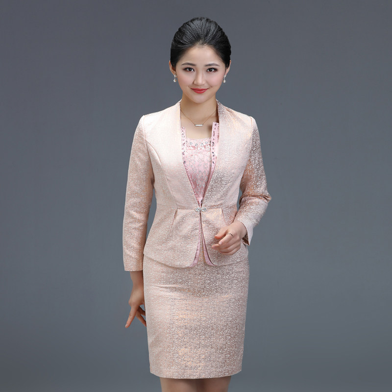 妈妈装套装新款粉色套装裙婚庆妈妈婚宴连衣裙礼服 中老年女装批发 布兰萱2店blx8170