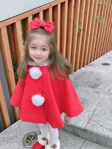 Baby cloak cloak autumn and winter baby girl out plus velvet thickened girl princess shawl wool coat