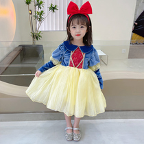 Girls Snow White Princess Dress 2021 Spring and Autumn New Childrens Autumn Long Sleeve Dress for Birthday Dress