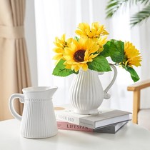 Nordic ceramic milk jug single-ear vase white modern simple living room coffee table dried flower arrangement desktop flower arrangement