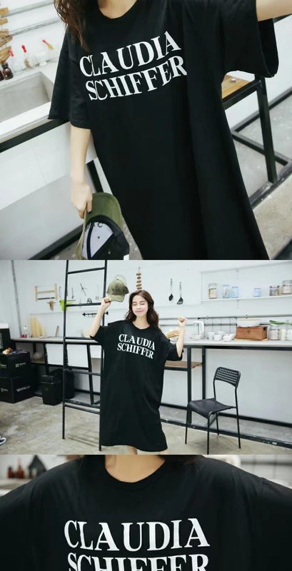 Váy ngủ ngắn tay của phụ nữ cotton dài mùa hè cộng với kích thước béo mm200 kg bộ đồ ngủ bằng vải cotton rộng rãi dịch vụ tại nhà có thể được mặc bên ngoài - Đêm đầm