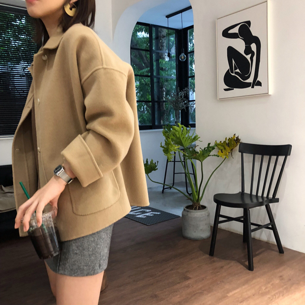 Mùa thu và mùa đông phim truyền hình Hàn Quốc nữ anh hùng với ve áo len hai mặt áo thủ công áo dạ nữ đẹp