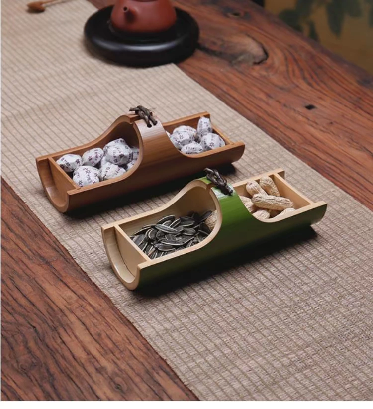 Tea plate of Chinese zen to spill Tea bamboo basket snack basin fruit basket of melon seeds teahouse KTV hotel specifically