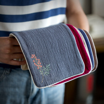 Zen Suya cotton and linen embroidery thick tea towel dry bubble tea mat tea cloth double-layer cotton kung fu tea ceremony accessories