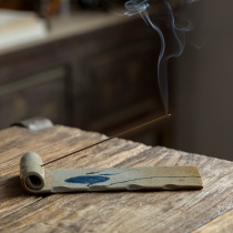 Jingdezhen hand-painted blue and white coarse pottery scrolls incense block pottery clay underglaze line incense board B & B characteristics thick