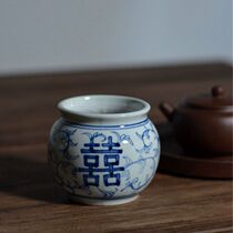 Jingdezhen antique porcelain green flower small number Double Heineous water spittoon tea slag hopper Kung fu tea Tea Dao Accessories
