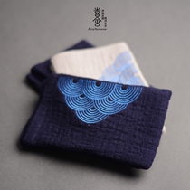 Zen cotton linen thick absorbent tea towel embroidery hand-painted tea towel rag tea cloth kung fu tea set accessories