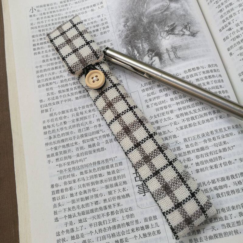 Fashion fabric pencil pen case single pen case simple pen case anti-fall handmade custom flannelette lining