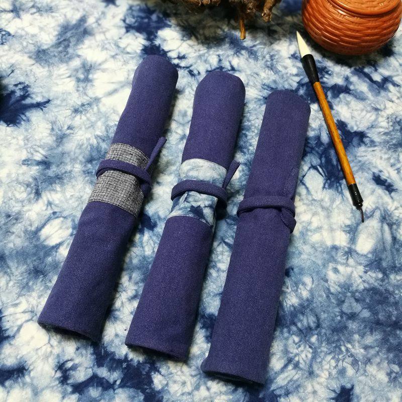 Chinese style handmade brush curtain lower case and brush pen curtain fabric roll pen bag brush storage four treasures of the study