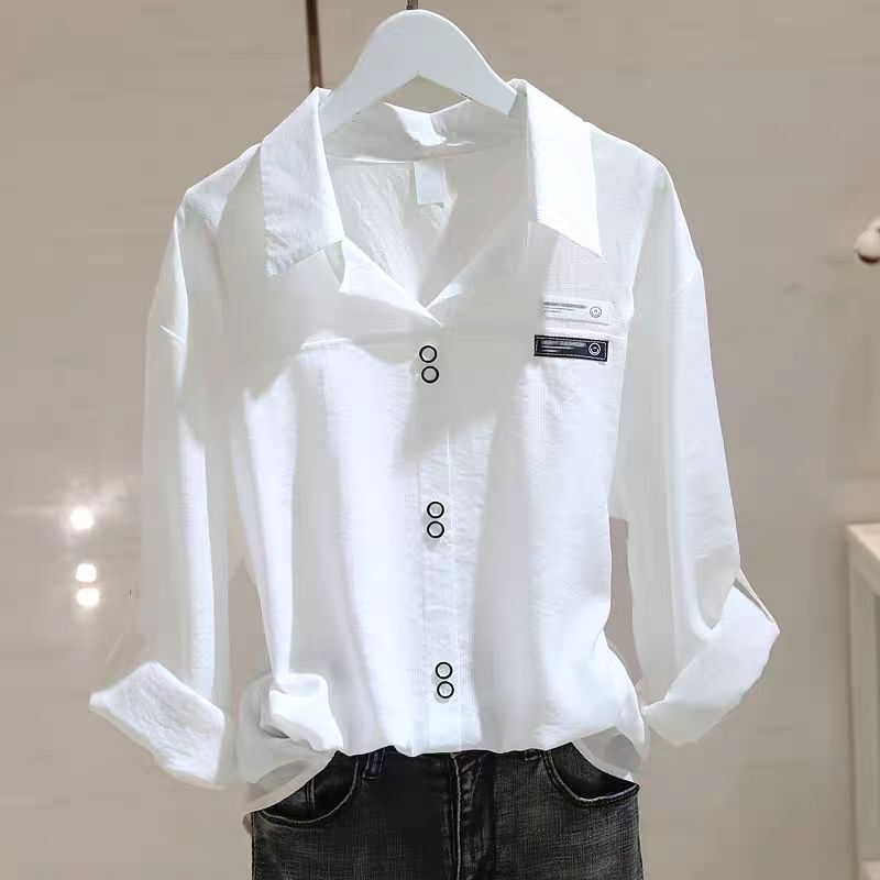 White Shirt for Women, Long-Sleeved, Spring and Autumn 2024 New Style, Stylish and Fashionable Design, Niche Casual Shirt Top