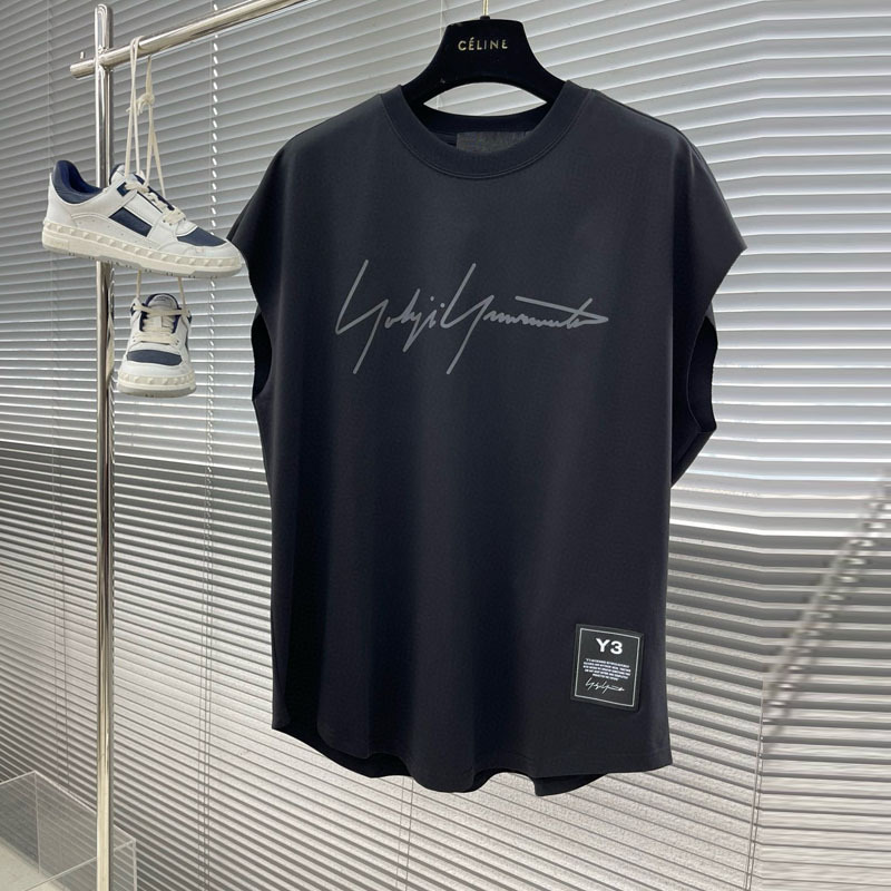 Al Studios Summer New Model Y3 Signature Reflective Print Round Neck Sleeveless T-Shirt Men's Loose Sports Vest Al Studios Summer New Model Y3 Signature Reflective Print Round Neck Sleeveless T-Shirt Men's Loose Sports Vest