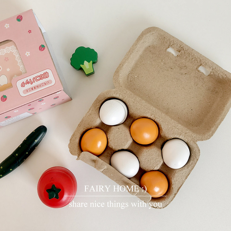 Fairy children play house wine mini wooden simulation egg toy boys and girls kitchen cooking game