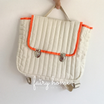 (fairy) Korean version of beige cotton backpack children's backpack for boys and girls preschool bags in stock
