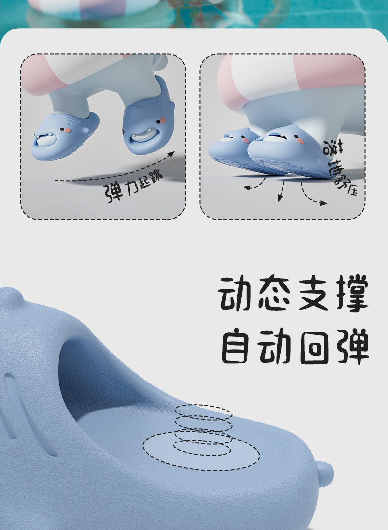 latetime小萌鲨鱼儿童拖鞋男童夏季室内防滑可爱卡通宝宝凉拖女童 — 7