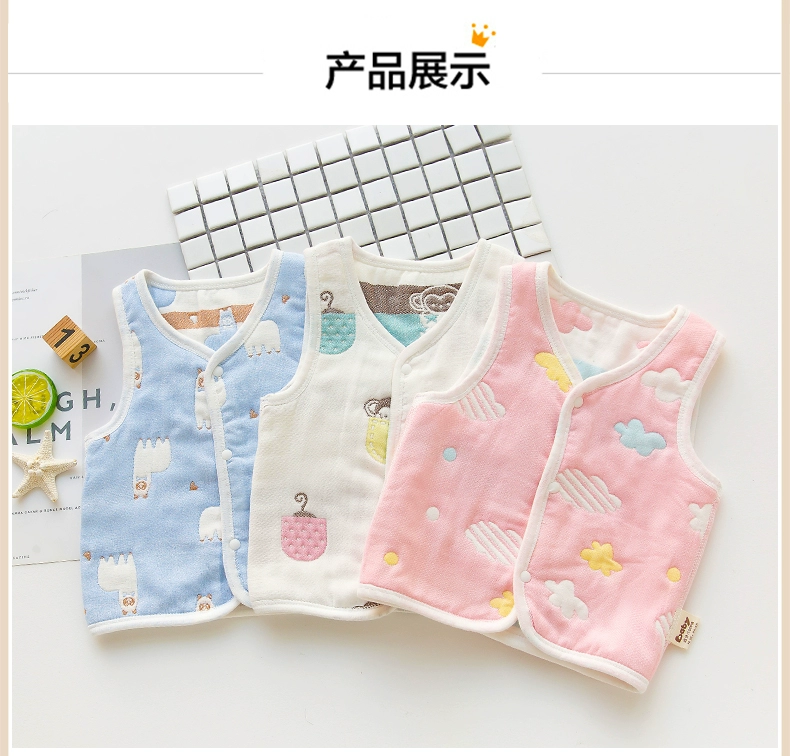 Áo vest cho bé mùa xuân và mùa thu 0-12 tháng nam và nữ vest bé sơ sinh trẻ em cotton mỏng phần vest - Áo ghi lê