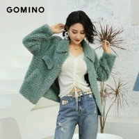 GOMINO Осень и зима новые продукты 衬 Кожаная облицовка с большими гранулами и овечьей сдвигом Австралийский мех -в одном женском коротком мехе