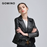 GOMINO Осенняя короткая куртка, 2019, из натуральной кожи, в корейском стиле, облегающий крой