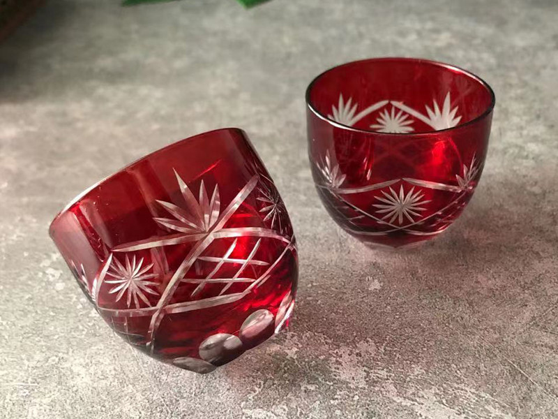 Ликер Cup 日式玻璃器皿 手工刻花玻璃酒壶清酒酒杯冰酒壶桃花酒杯白酒杯酒