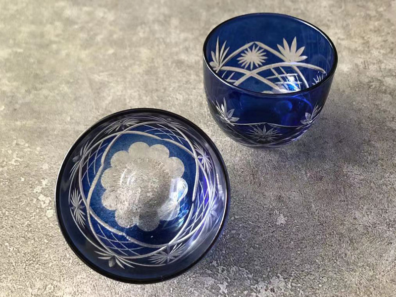 Ликер Cup 日式玻璃器皿 手工刻花玻璃酒壶清酒酒杯冰酒壶桃花酒杯白酒杯酒