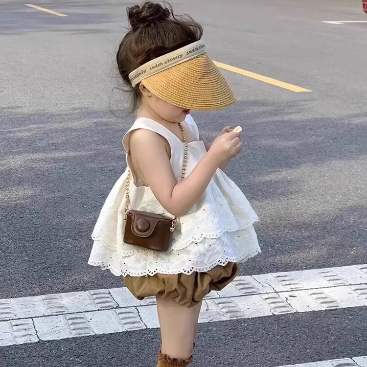 Twinkle Kids~Baby Girl Bud Shorts Set, Forest Style Camisole, Baby Doll Shirt, Korean Style Two-Piece Set