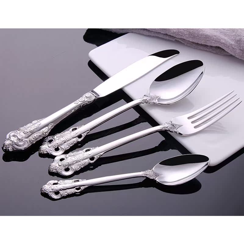 Thinking mans Nordic costly carve patterns or designs on woodwork restoring ancient ways is ecru palace 304 stainless steel knife and fork spoon, coffee spoon, west tableware four pieces