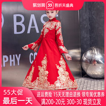 Red girls year to wear winter thickened 2019 mid-year National Wind New Year Dress Ocean Princess Skirt Improved Qipao