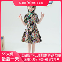 Girls qipao dress dress 2020 Summer retro foreign pistachio China Wind girl Child Improved qipao skirt Spring and autumn