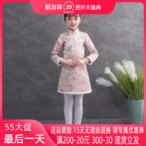 Childrens Lunar New Year Qipao Autumn Winter 2019 Girls Spring Festival Tang Dress Foreign Air Year Dress DRESS PLUS SUEDE THICKENED AUTUMN AND WINTER