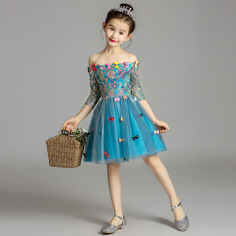 Flower Boy Wedding Dress Children Evening Gown Girl Princess Dresses Girl Fluffy Yarn Host Walking Show Piano Show Off