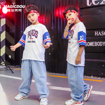 Boys jazz dance clothes tide childrens street dance suit girls summer short sleeves Korean version of primary school students June 1 performance clothes