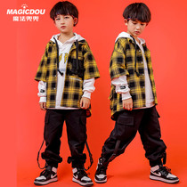 Street dance suit boy hip hop tide children model Tide brand childrens clothing boy handsome overalls loose shirt girl