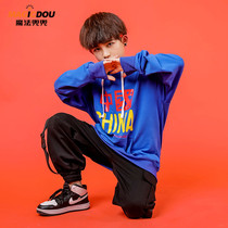 Childrens hip-hop suit mens summer long-sleeved sweater hip-hop girl jazz dance performance clothes tide School students female tide