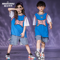 Street dance hip hop suit boys summer 2021 summer loose foreign style childrens model show tide dress girl tide summer