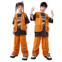 Street dance Childrens boomer cool boy hip hop suit hiphop Fried Street Boy Outfit with fewer childrens drums to perform summer