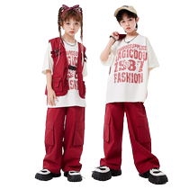 Fewer children hiphop Street Dance Tide Card Childrens Hip Hop Suit Childrens Chaumen Cool Handsome Boys and Mens Scouts Drum Out of Costume