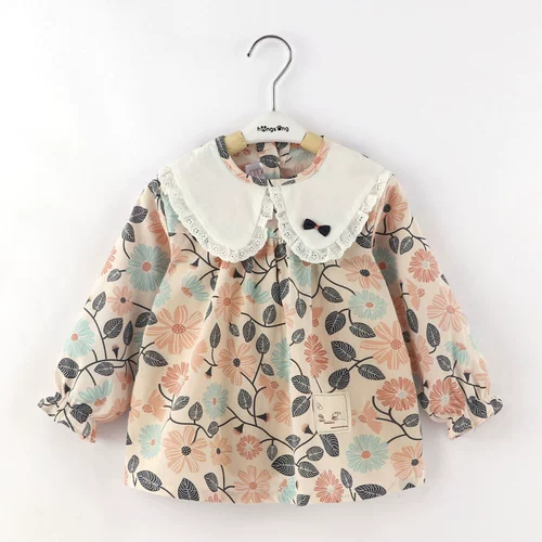 Детский нагрудник, тонкое детское термобелье, водонепроницаемый лонгслив для еды для девочек, наряд маленькой принцессы, фартук, осенний, сзади на завязках