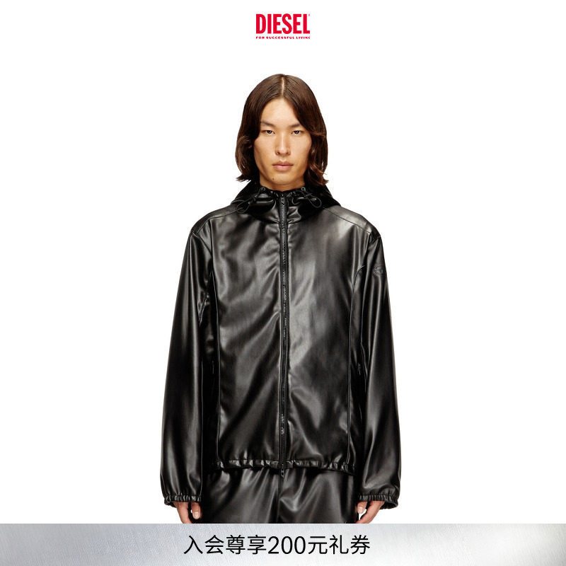 [Celebrity Style] Diesel Men's Black Hooded Jacket A200230Pgbx