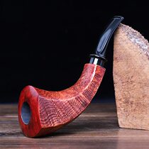Heather water ripple horn hand sandblasted pipe mens tobacco bag pot solid wood pipe old-fashioned tobacco pot with shredded tobacco