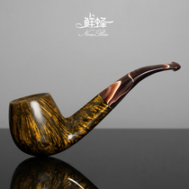 NewBee fresh bee briar wood pipe handmade solid wood curved handle billiard pipe old-fashioned traditional mens filter smoking pipe