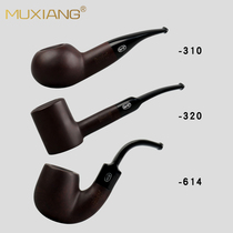 MUXIANG wood-flavored briar filter pipe mens old-fashioned solid wood tobacco bag pot handmade smoke pot retro pipe